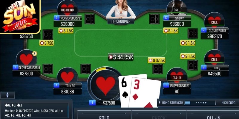 Poker Sunwin - Trải Nghiệm Sân Chơi Chiến Thuật Đỉnh Cao 3 Chọn theo cược để cướp pot